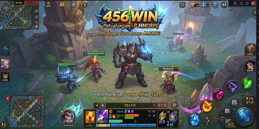 Screenshot gameplay 456WIN menunjukkan aksi pertarungan seru dalam MMORPG.