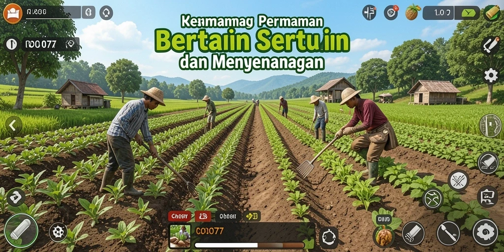 Tampilan gameplay COO77 dengan aktivitas pertanian yang menyenangkan.