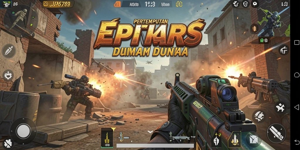 Screenshot gameplay JP6789 menampilkan aksi tembak menembak yang intens dan mendebarkan.