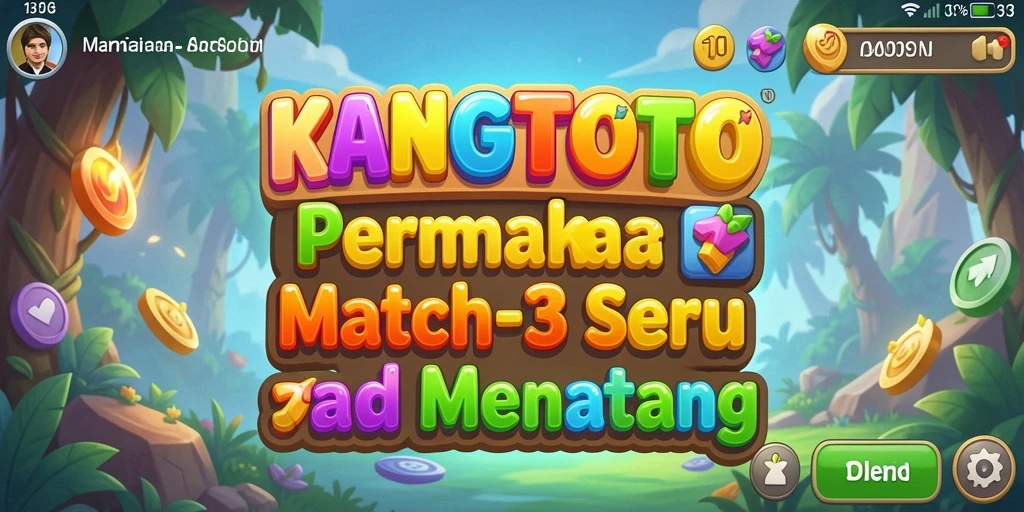 Gameplay KANGTOTO yang menarik dengan permata berwarna-warni.