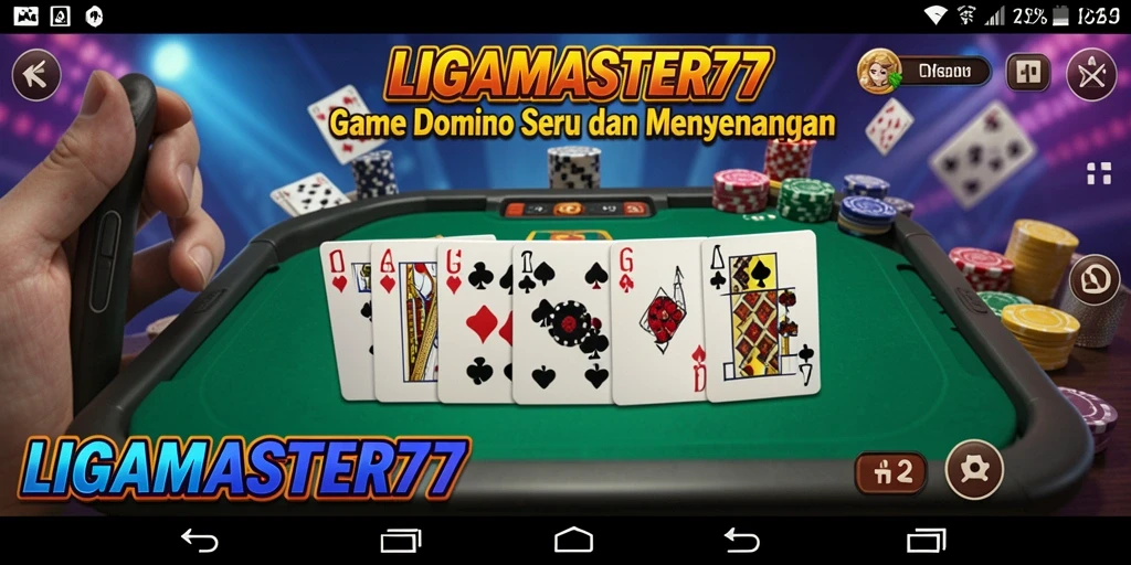 Screenshot gameplay LIGAMASTER77 menampilkan aksi seru permainan Domino.