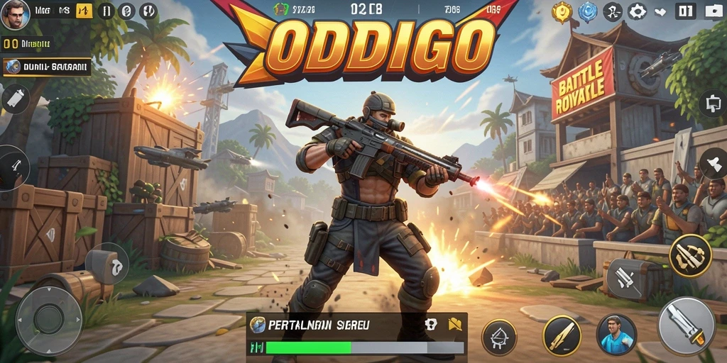 Screenshot gameplay ODDIGO dengan aksi Battle Royale yang seru.