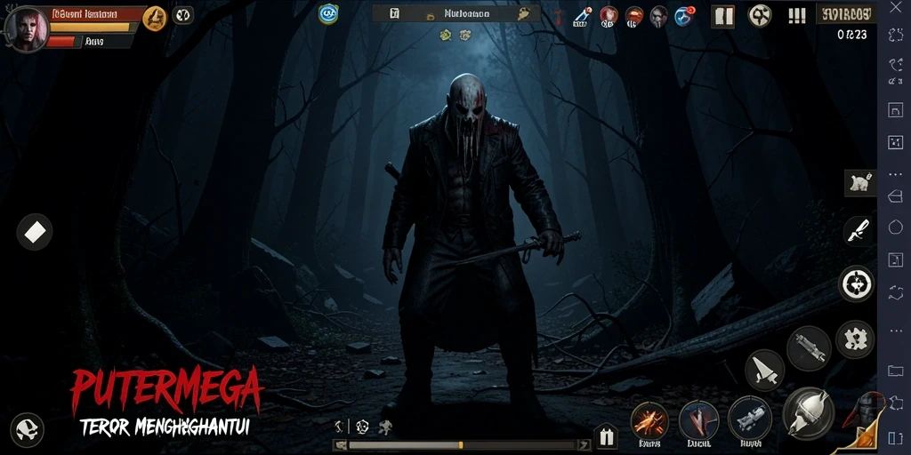Tampilan gameplay PUTERMEGA yang menakutkan dan mencekam.