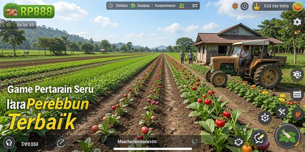 Tampilan gameplay RP888 yang mendebarkan dalam berkebun dan panen.