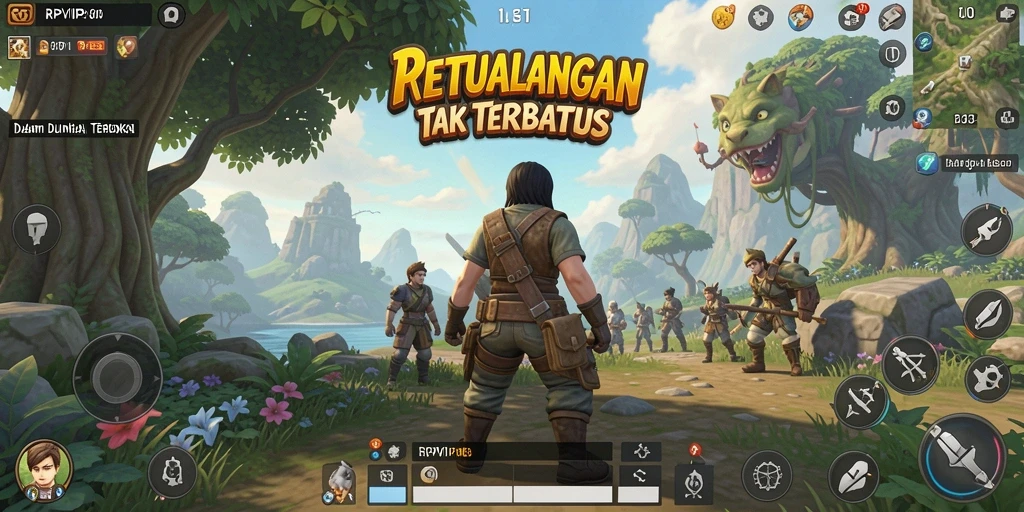 Tampilan menarik dari gameplay RPVIP3 yang menunjukkan eksplorasi dunia terbuka.