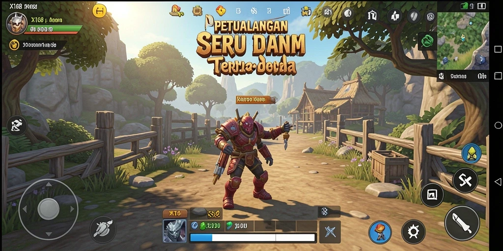 Screenshot gameplay menunjukkan petualangan seru dalam dunia terbuka X168.