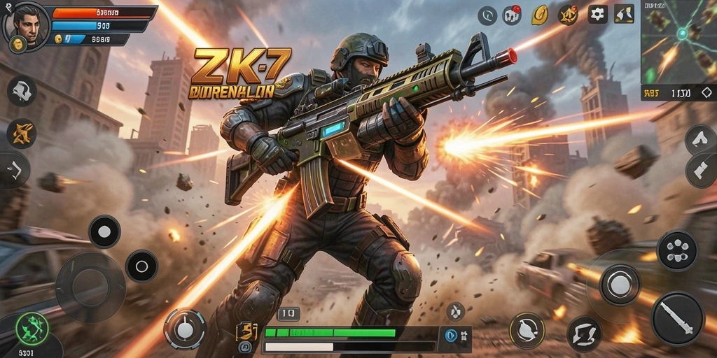 Tampilan gameplay ZK7 yang penuh aksi memukau dan seru.